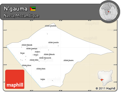 Classic Style Simple Map of N'gauma, single color outside