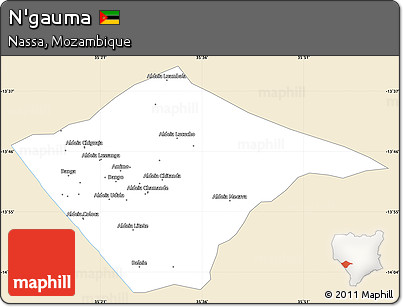Classic Style Simple Map of N'gauma, single color outside