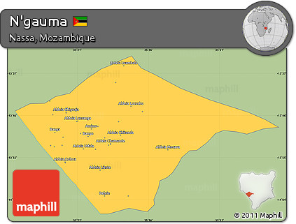 Savanna Style Simple Map of N'gauma, single color outside