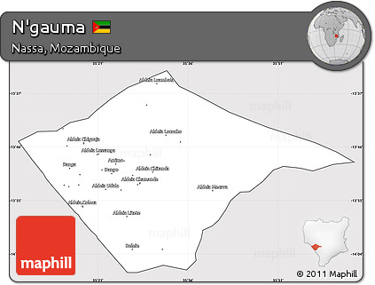 Silver Style Simple Map of N'gauma, cropped outside