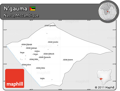 Silver Style Simple Map of N'gauma, single color outside