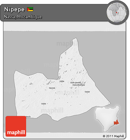 Gray 3D Map of Nipepe, single color outside