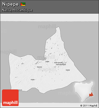 Gray 3D Map of Nipepe, single color outside