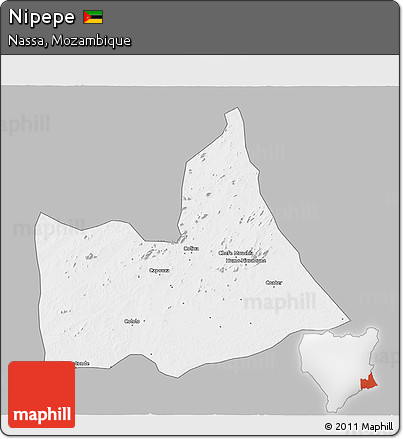 Gray 3D Map of Nipepe, single color outside