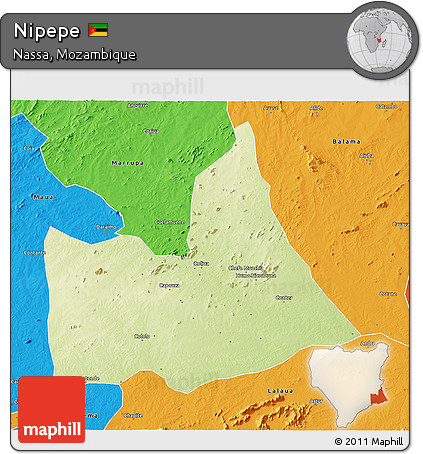 Physical 3D Map of Nipepe, political outside