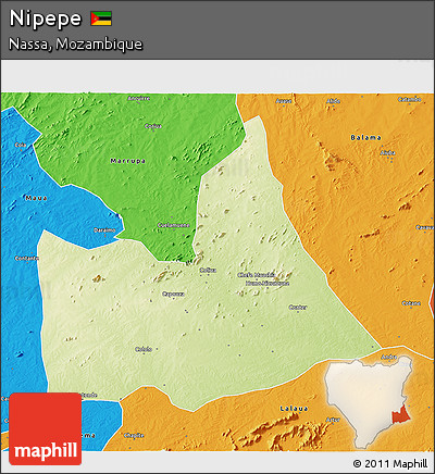Physical 3D Map of Nipepe, political outside
