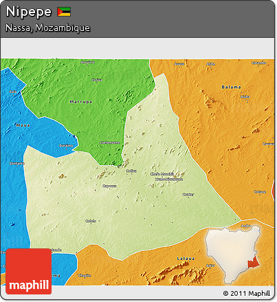 Physical 3D Map of Nipepe, political outside