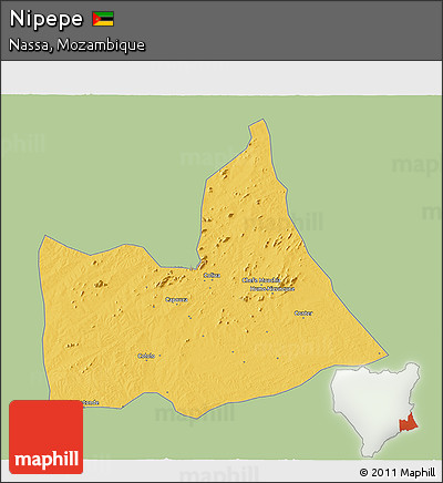Savanna Style 3D Map of Nipepe, single color outside