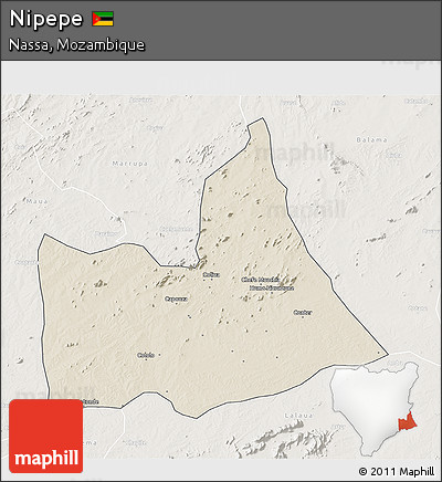 Shaded Relief 3D Map of Nipepe, lighten