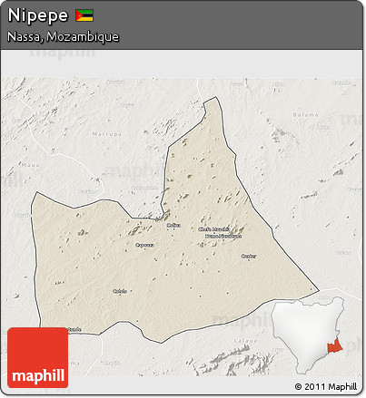Shaded Relief 3D Map of Nipepe, lighten