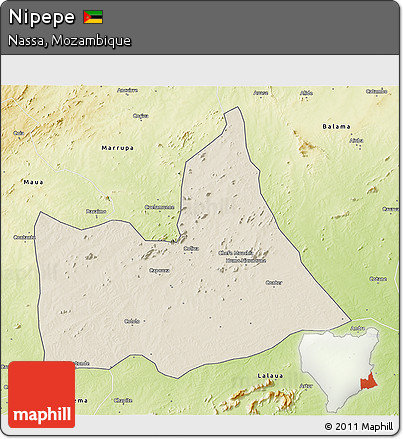 Shaded Relief 3D Map of Nipepe, physical outside