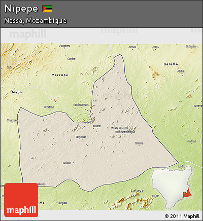 Shaded Relief 3D Map of Nipepe, physical outside