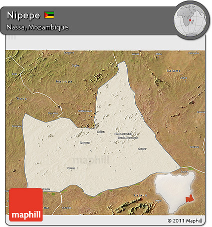 Shaded Relief 3D Map of Nipepe, satellite outside