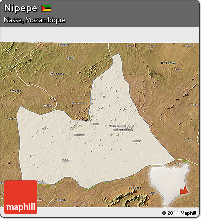 Shaded Relief 3D Map of Nipepe, satellite outside