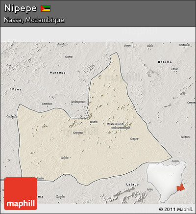 Shaded Relief 3D Map of Nipepe, semi-desaturated