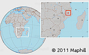 Gray Location Map of Nipepe, within the entire country
