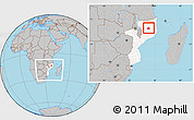 Gray Location Map of Nipepe, highlighted country, within the entire country