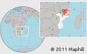 Gray Location Map of Nipepe, highlighted country, highlighted parent region, within the entire country