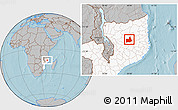 Gray Location Map of Nipepe, highlighted country, hill shading