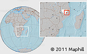 Gray Location Map of Nipepe, highlighted parent region, within the entire country, hill shading