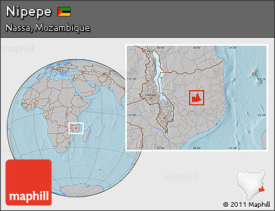 Gray Location Map of Nipepe, hill shading