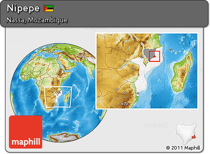 Physical Location Map of Nipepe, highlighted country, highlighted parent region, within the entire country