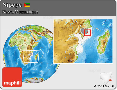 Physical Location Map of Nipepe, highlighted country, highlighted parent region, within the entire country