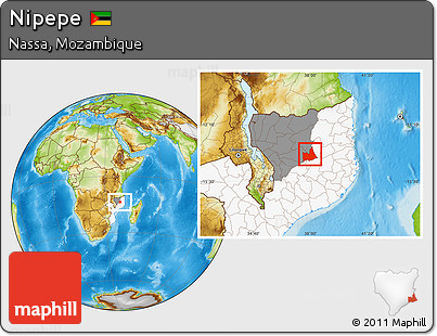 Physical Location Map of Nipepe, highlighted country, highlighted parent region