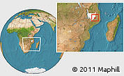 Satellite Location Map of Nipepe, highlighted parent region, within the entire country