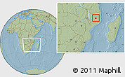 Savanna Style Location Map of Nipepe, within the entire country, hill shading