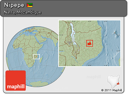 Savanna Style Location Map of Nipepe, hill shading