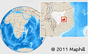 Shaded Relief Location Map of Nipepe, highlighted parent region