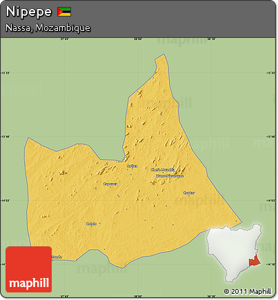 Savanna Style Map of Nipepe, single color outside