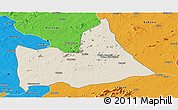 Shaded Relief Panoramic Map of Nipepe, political outside