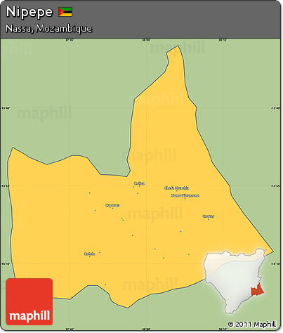 Savanna Style Simple Map of Nipepe, cropped outside