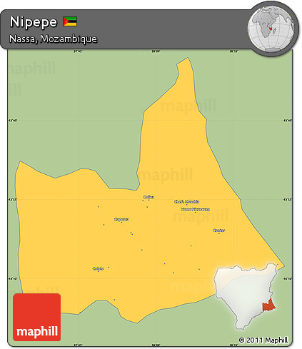 Savanna Style Simple Map of Nipepe, single color outside