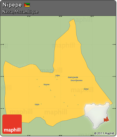 Savanna Style Simple Map of Nipepe, single color outside