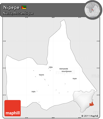 Silver Style Simple Map of Nipepe, single color outside