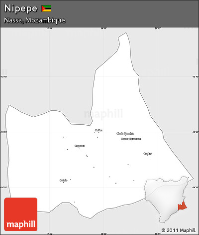 Silver Style Simple Map of Nipepe, single color outside