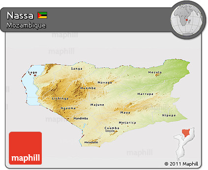 Physical Panoramic Map of Nassa, cropped outside