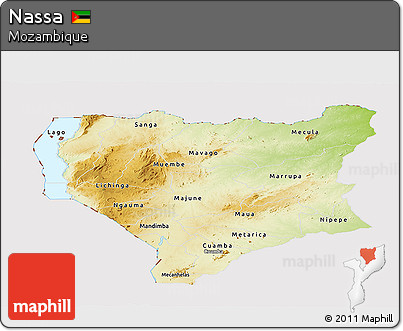 Physical Panoramic Map of Nassa, cropped outside