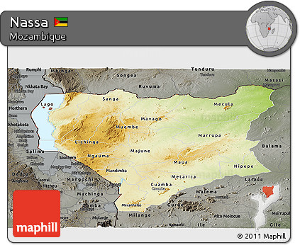 Physical Panoramic Map of Nassa, darken, semi-desaturated