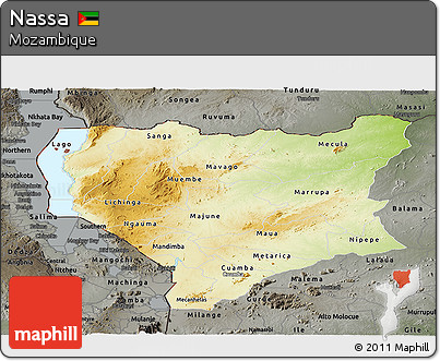 Physical Panoramic Map of Nassa, darken, semi-desaturated