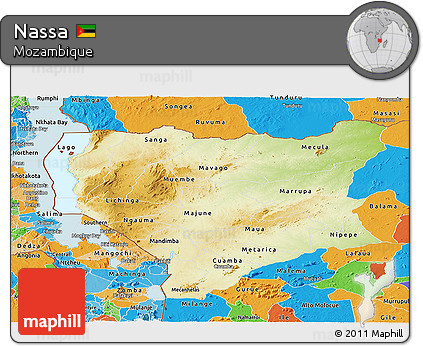 Physical Panoramic Map of Nassa, political outside