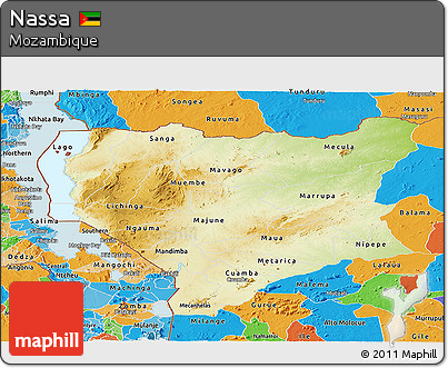Physical Panoramic Map of Nassa, political outside
