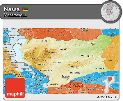 Physical Panoramic Map of Nassa, political shades outside