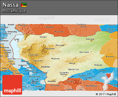 Physical Panoramic Map of Nassa, political shades outside