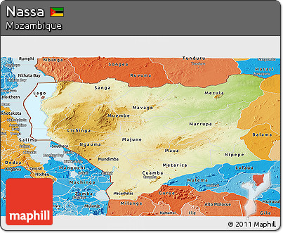 Physical Panoramic Map of Nassa, political shades outside