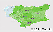 Political Shades Panoramic Map of Nassa, cropped outside