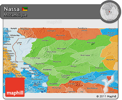 Political Shades Panoramic Map of Nassa